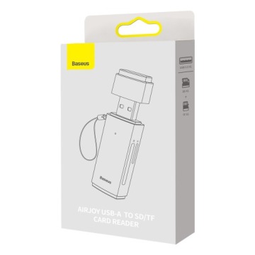 АДАПТЕР BASEUS АДАПТЕР SD И TF КАРТРИДЕР НА USB-КАБЕЛЬ СЕРЫЙ