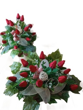 Stroik na cmentarz GRÓB kompozycja KOMPLET WIOSNA wielkanoc TULIPANY