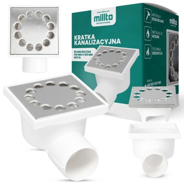 KRATKA ŚCIEKOWA 50 MM 10x10 CM ODPŁYWOWA ODPŁYW BRODZIKA PRYSZNICA BOCZNA