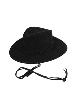 ЧЕРНАЯ КОЖАНАЯ ШЛЯПА НА РЕМЕНКАХ - РАЗМЕР XL