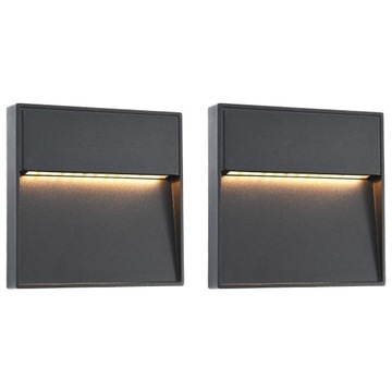 Lampy ścienne zewnętrzne LED, 2 szt., 3 W, czarne, kwadratowe