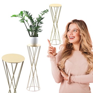 Kwietnik Stojący Metalowy Złoty Stojak Wesele Ślub 70cm