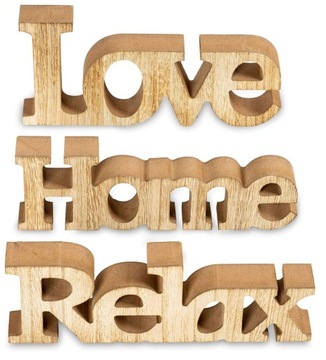 NAPIS DREWNIANY LITERY 3D - LOVE HOME RELAX ZESTAW