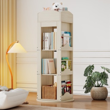 Поворотний стелаж для книжок, 4 полиці, 142x63x63 см