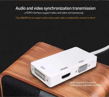 МИНИ-АДАПТЕР ДЛЯ ДИСПЛЕЯ -> HDMI + VGA + DVI - ДЛЯ МОНИТОРОВ И ПРОЕКТОРОВ