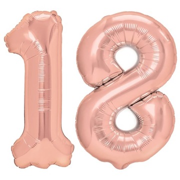 BALONY CYFRY 18 NA URODZINY OSIEMNASTKE ROSE GOLD