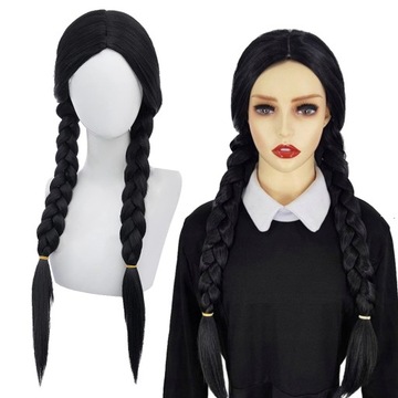 ПАРИК WEDNESDAY ADDAMS ЧЕРНЫЕ КОСИКИ 56 СМ УНИВЕРСАЛЬНЫЙ 56 СМ