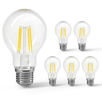 5x Żarówka LED Filament Aigostar E27 6W 6500K Zimna