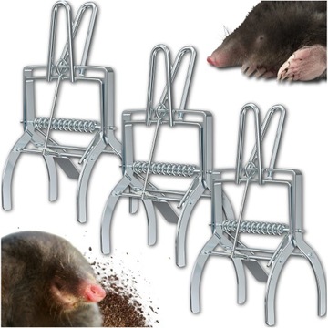 3x PUŁAPKA NA KRETY ŁAPKA SILNY KRETOŁAP NORNICE PROFESJONALNA SOLIDNA STAL