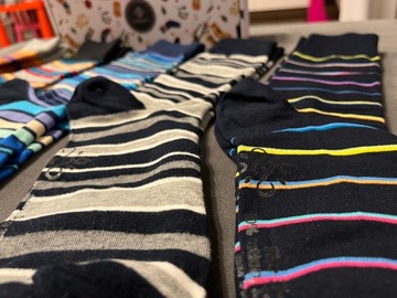 Zestaw 5 Par Skarpet Męskie Kolorowe Premium Paski 2 Pudełko Prezent 40-43