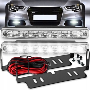 LAMPY DO JAZDY DZIENNEJ AUTOMAT DRL LED MOCNE ŚWIATŁA DZIENNE 8 LED 160MM