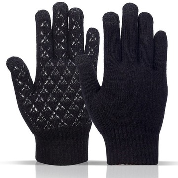 CIEPŁE RĘKAWICZKI DAMSKIE DOTYKOWE OCIEPLANE DO TELEFONU ZIMOWE CZARNE