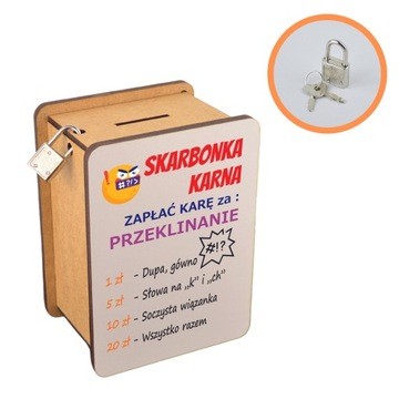 SKARBONKA KARNA PUSZKA kara za PRZEKLINANIE HIT z kłódką duża XXL