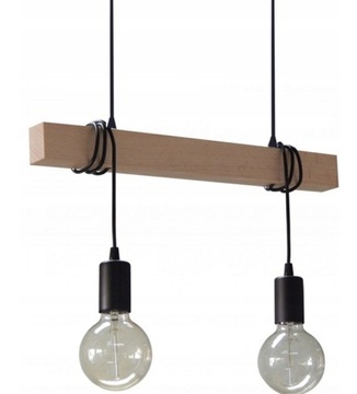 ŻYRANDOL LAMPA DREWNIANA WISZĄCA SUFITOWA PLAFON 015-2 LED E27 LOFT SALON