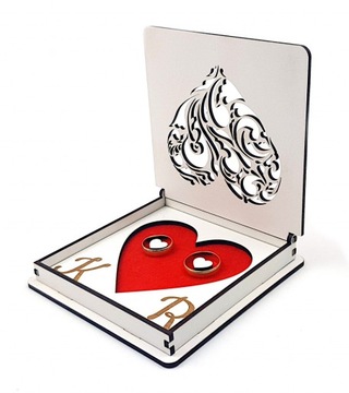 Pudełko na obrączki z inicjałami Ślub Wesele Białe