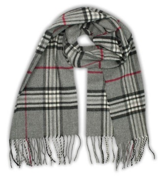 Szary Męski Szalik w Kratkę V.Fraas (Cashmink)