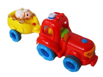 TRAKTOR z interaktywną PRZYCZEPĄ owca FIGURKA FARMER _ HAPPY FARMER CAR
