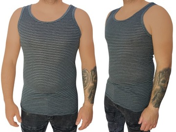 Podkoszulka męska na ramiączka w paski bawełna 4XL