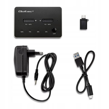 Док-станция Qoltec Drive 2 твердотельных накопителя M.2 SATA NGFF USB тип C 50310