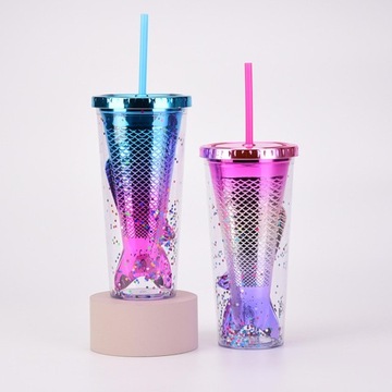 Szklanka Glamour z cekinami i brokatem, o podwójnych ściankach, odporna na zalanie, styl G