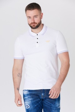 GUESS Biała koszulka polo z wyszywanym logo r XXL