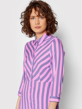 Y.A.S. sukienka koszulowa maxi paski fioletowa XL