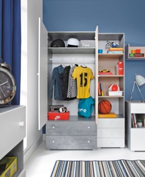 Молодежный комод с 4 ящиками, белый бетон, Сигма 12