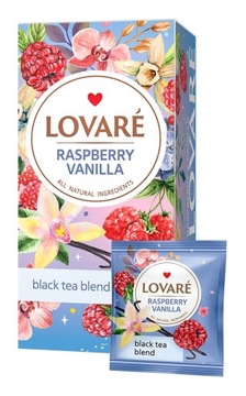 LOVARE CZARNA HERBATA RASPBERRY VANILLA 24 TOREBKI