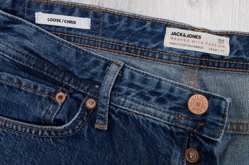 JACK&JONES LOOSE CHRIS JEANSY spodnie męskie granatowe PREMIUM 31/32 pas 82