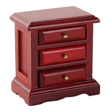 1:12 Scale Dollhouse Wooden Vintage Style Bedside Table for Bedroom Brown