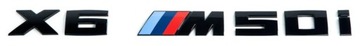 BMW G06 X6 M50I ZNAK LOGO NÁPIS ZNAKY ČERNÁ