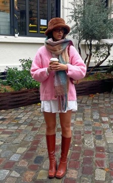 Sweter Zara s 36 kardigan różowy wełna alpaka