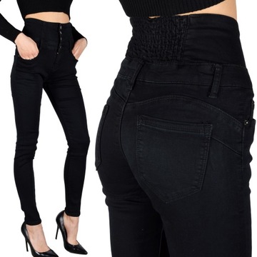 Spodnie Jeansy Wysoki Stan Jeansowe Push-Up Skinny