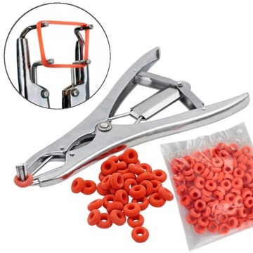 Zestaw do kastracji elastrator szczypce +100 gumek