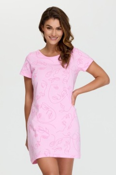 НОЧНАЯ ЖЕНСКАЯ ФУТБОЛКА, ХЛОПКОВАЯ ФУТБОЛКА, РОЗОВАЯ SENIZO 5XL