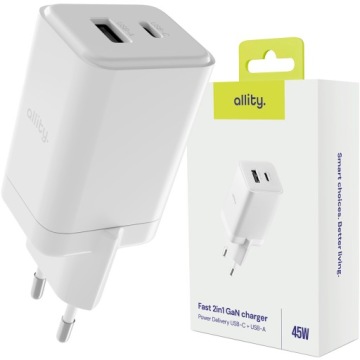 Nabíječka pro telefon, Allity 45W GaN, kompaktní rychlá Usb-c Usb-a Pd Qc