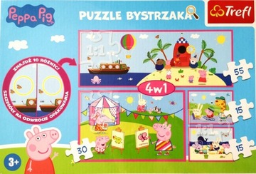 PUZZLE BYSTRZAKA 4W1 ŚWINKA PEPPA PIG TREFL 3+