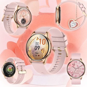 ЖЕНСКИЕ СМАРТ-ЧАСЫ AMOLED ЗВОНКИ СПОРТ ИЗМЕРЕНИЕ СЕРДЕЧНОГО РИТМА PL SMART WATCH GOLD