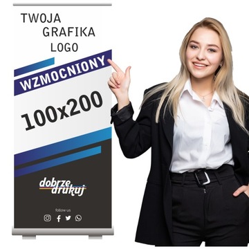 ROLL-UP 100x200, ROLLUP z wydrukiem 1440 DPI 24h