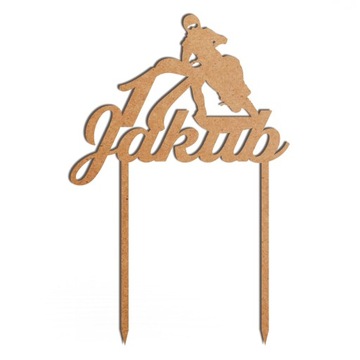 Szary topper cross 2 liczba imię dekoracja tort