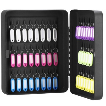 SKRZYNKA SZAFKA NA KLUCZE + ZAWIESZKI ZESTAW 48szt METALOWA KASETKA ŚCIENNA