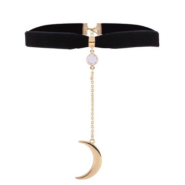 Gotycki naszyjnik choker Premium czarny Velet wisiorek w stylu retro do biżuterii księżyc