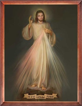 Obraz Jezus Miłosierny - Jezu Ufam Tobie - rama dr