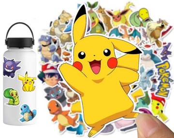 NAKLEJKI POKEMON PIKACHU WODOODPORNE NA ŚCIANĘ ZESZYT TABLET 50szt