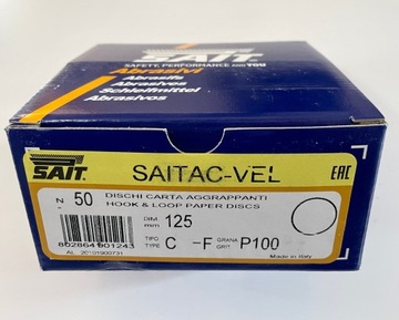 PAPIER ŚCIERNY NA RZEP 125mm p100 (50szt.) SAIT