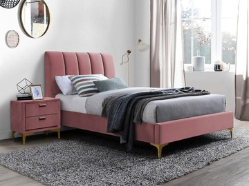 Łóżko MIRAGE VELVET 90x200 ant róż z zagłówkiem