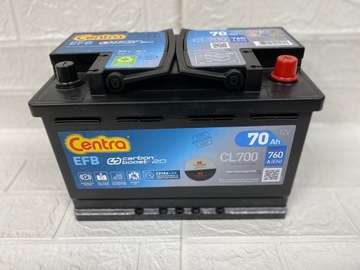 AKUMULATOR CENTRA 12V 70Ah 760A EFB CL700