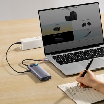 Baseus Hub USB-C 3.1, 3 порта USB 5 Гбит/с, USB-C, VGA, HDMI, кард-ридер