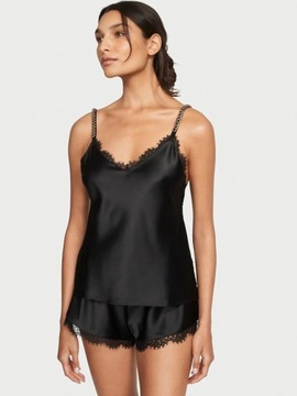 Komplet Victoria's Secret piżama satynowa z koronką i z łańcuszkami XS