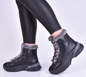 ЖЕНСКИЕ КОЖАНЫЕ СПОРТИВНЫЕ БОТИНКИ ЗИМНЯЯ УТЕПЛЕННАЯ ОБУВЬ НА МЕХЕ